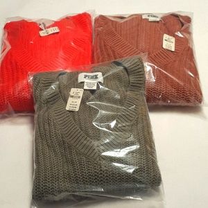 3 pink Victoria secret sweater bundle